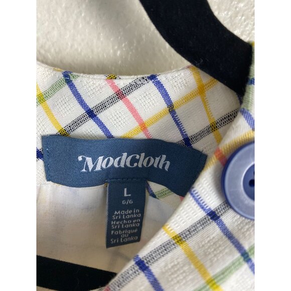 Modcloth Up With The Fun Plaid  Sleeveless Shift Dress‎ Women Large Pinup Retro - Picture 3 of 16